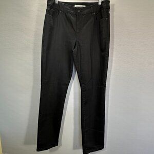 Chicos Platinum Jeans Womens 10 Black Cotton Stretch Pockets Straight Pockets